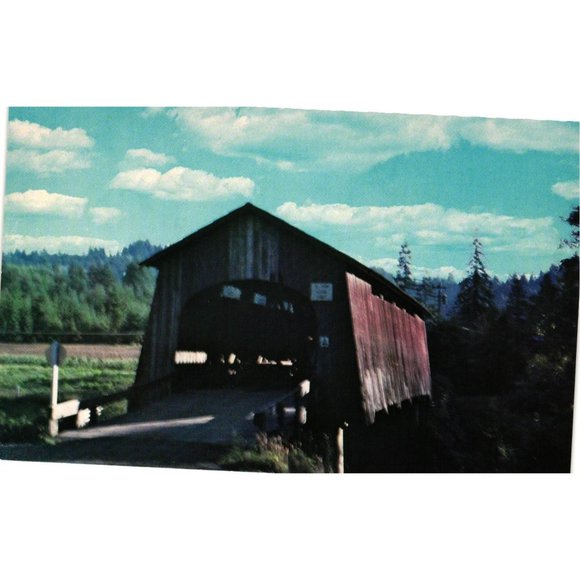 Old Covered Bridge Postcard Travel Souvenir Unposted Chitwood Oregon Vintage - Picture 1 of 2